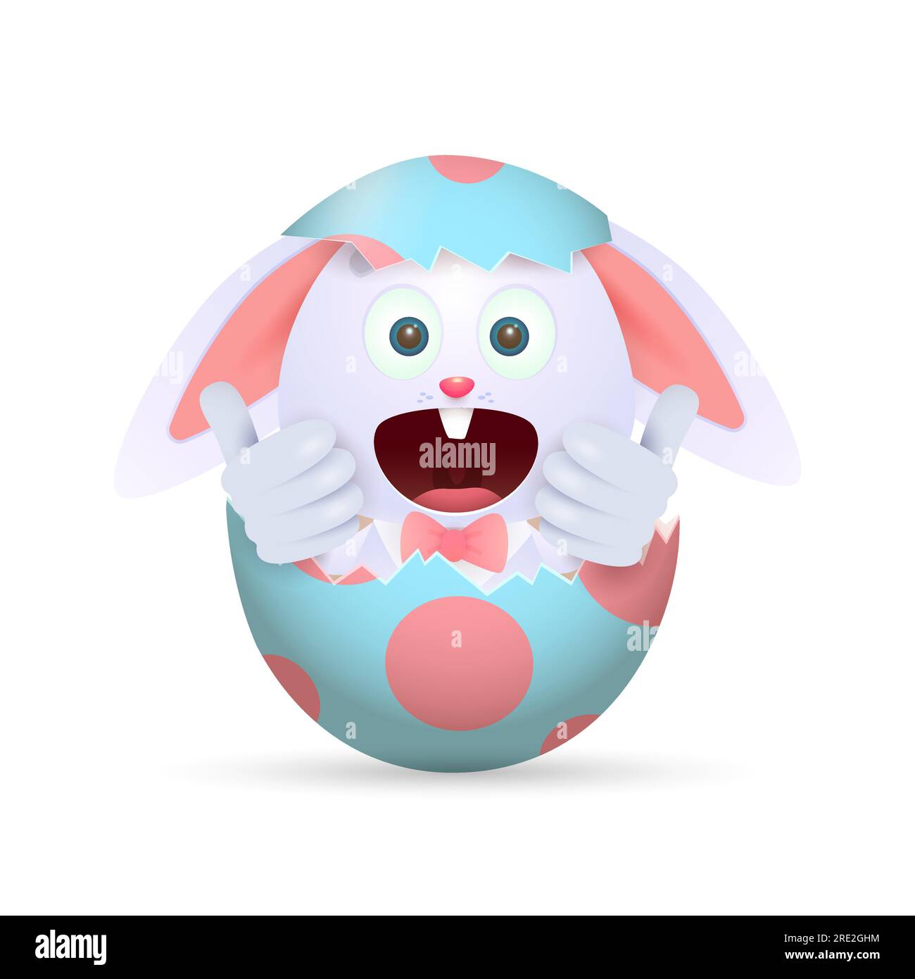 Happy bunny sitting in Easter egg Stock Vector