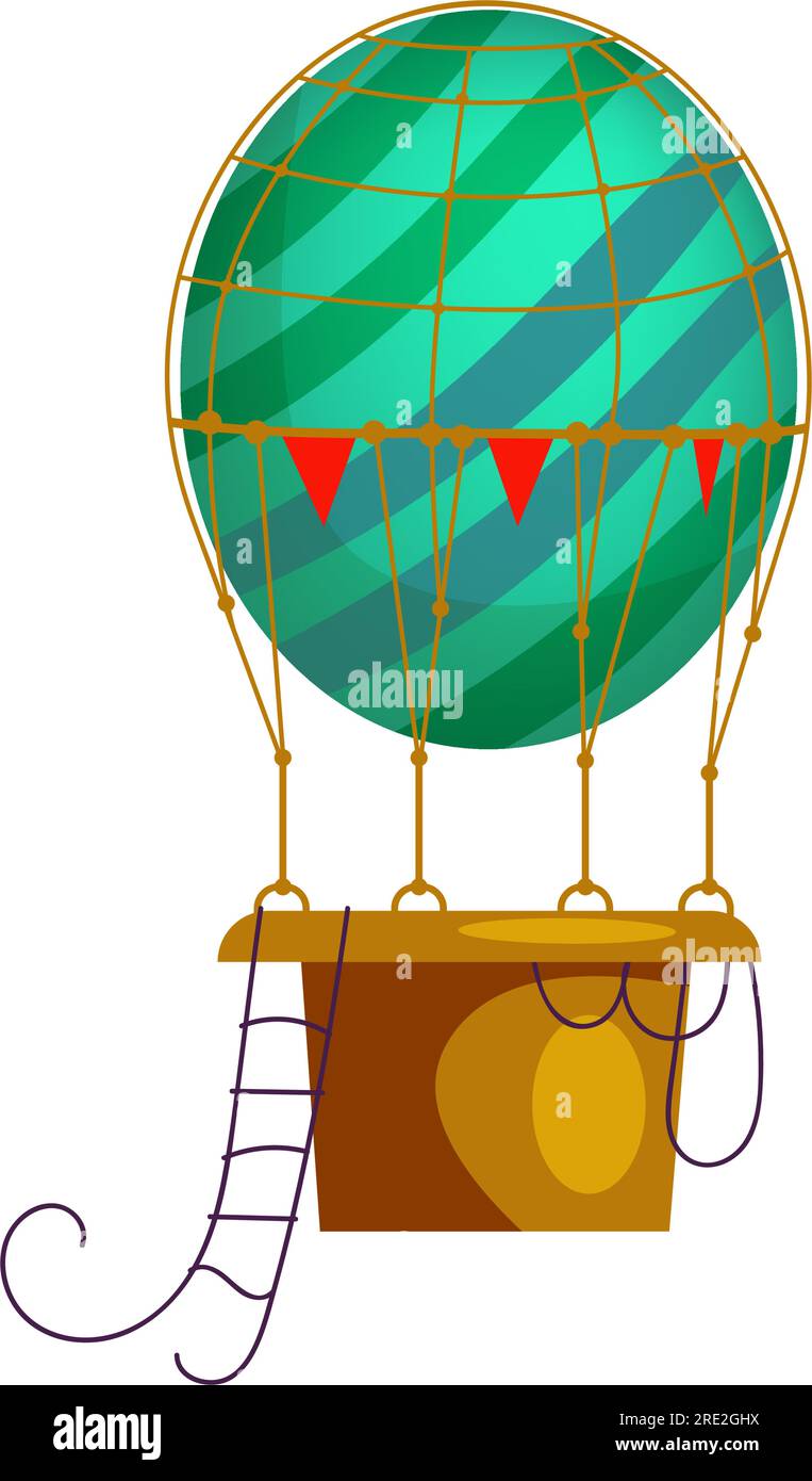 Blue striped hot air balloon isolated vector Stock Vector Image & Art ...