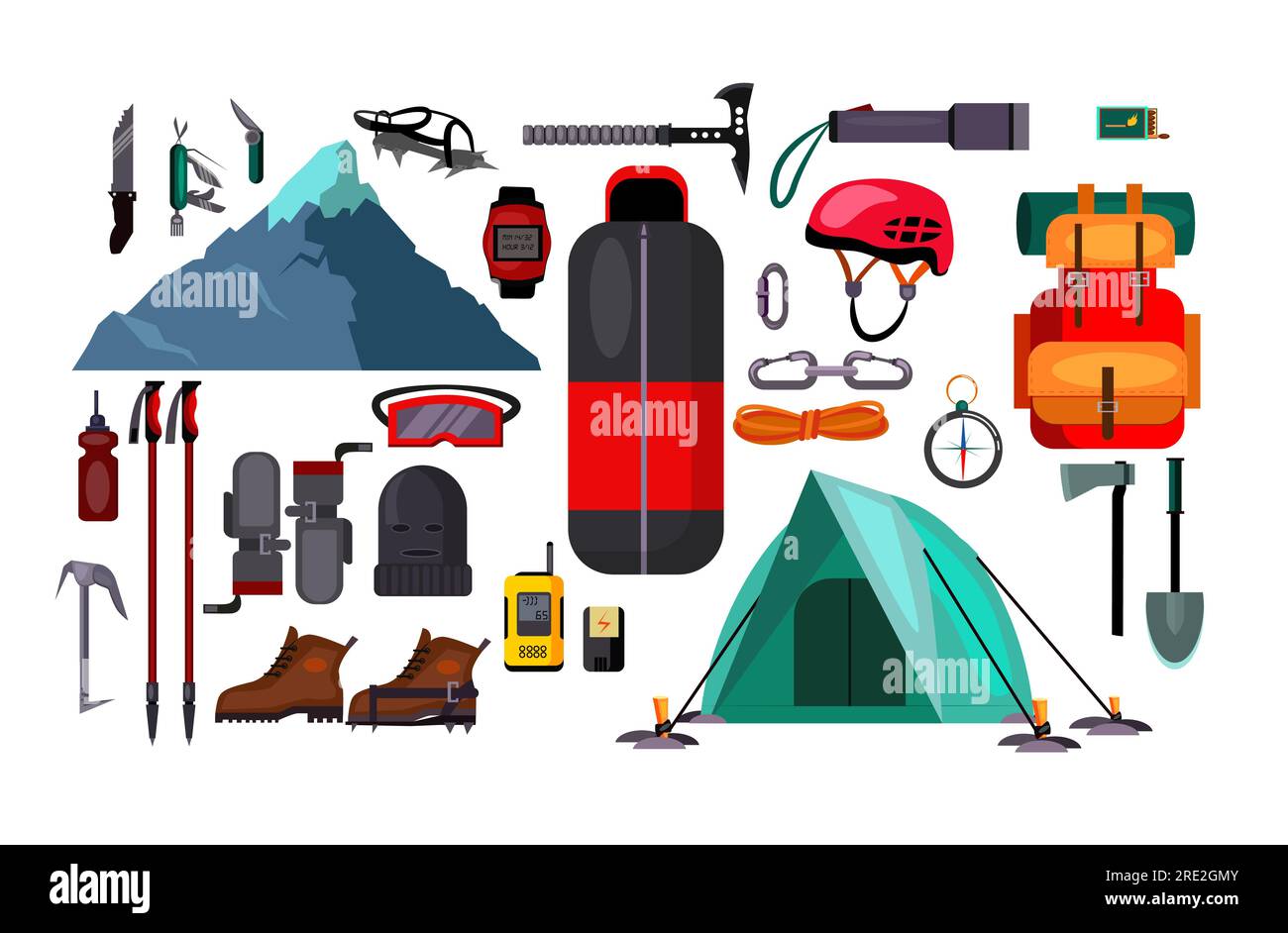 Hiking and active lifestyle set illustration Stock Vector Image & Art