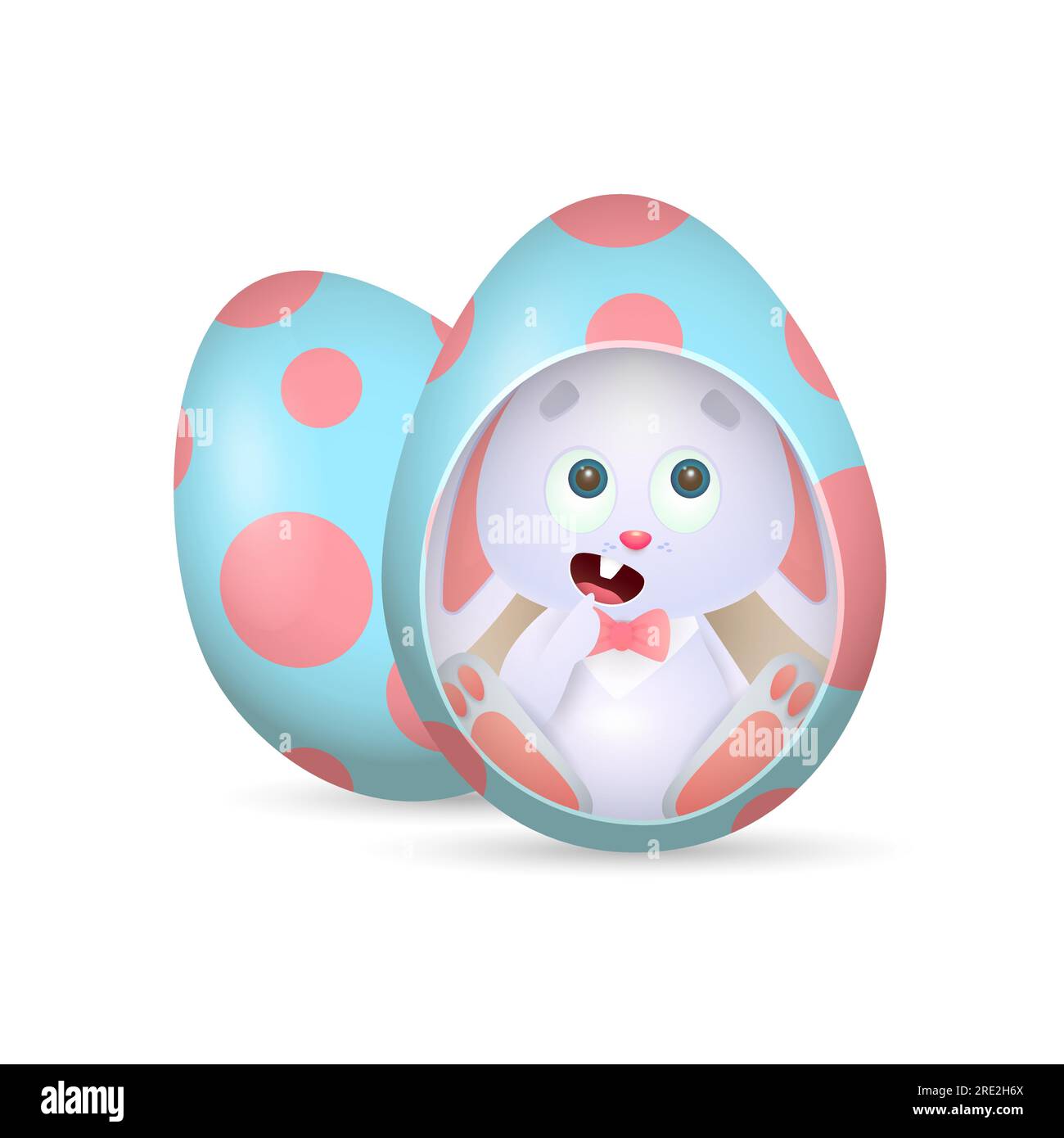 Small bunny hiding inside egg Stock Vector