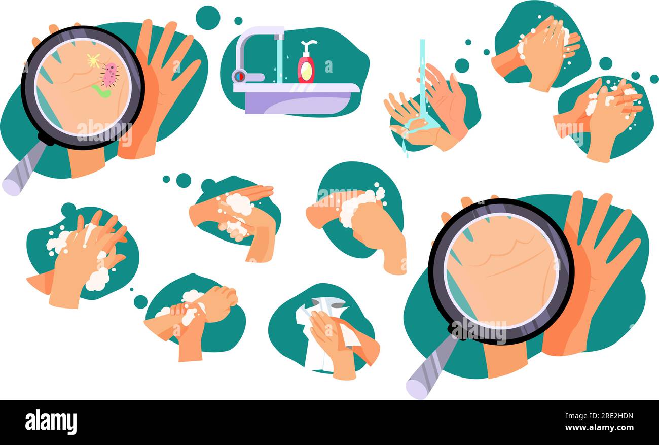 set-of-rules-how-to-wash-hands-stock-vector-image-art-alamy