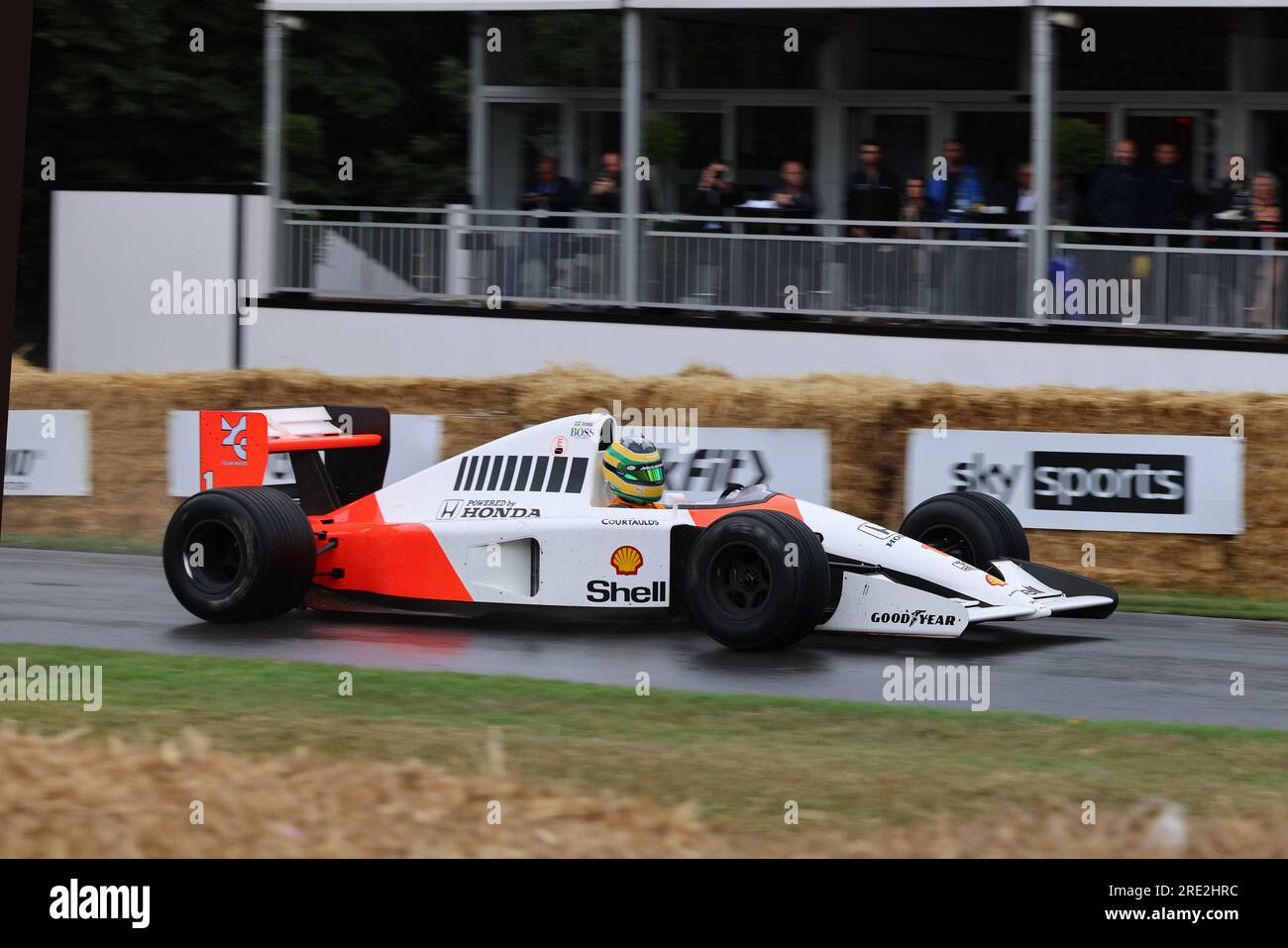 July 2023 - Beautiful classic McLaren F1 race car on the hill at the Goodwood Festival of Speed. Stock Photo