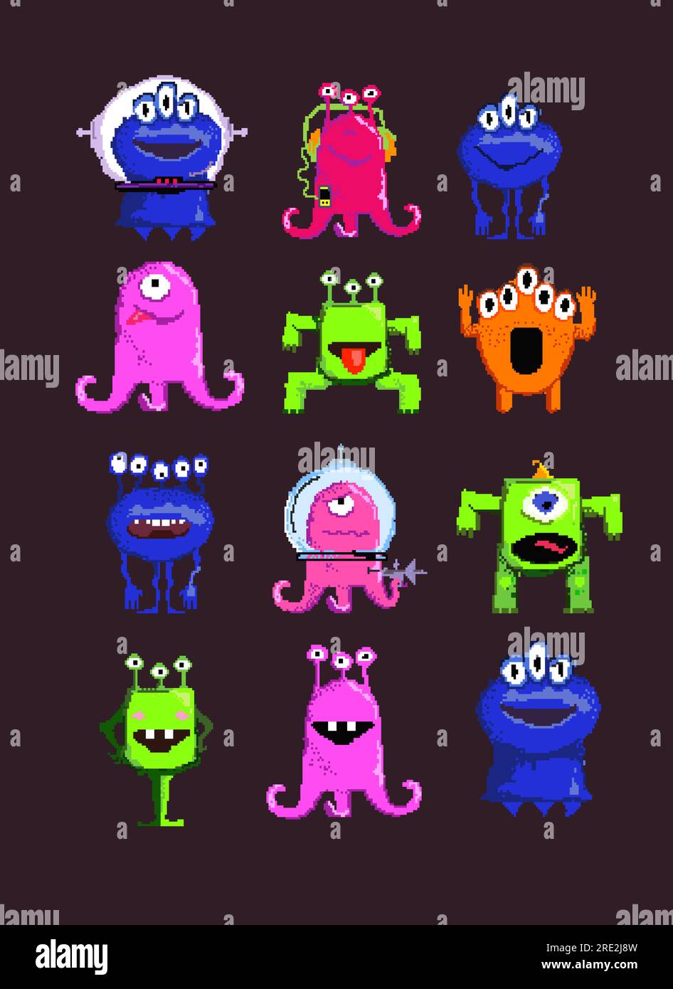 Alien cartoon characters set illustration Stock Vector Image & Art - Alamy