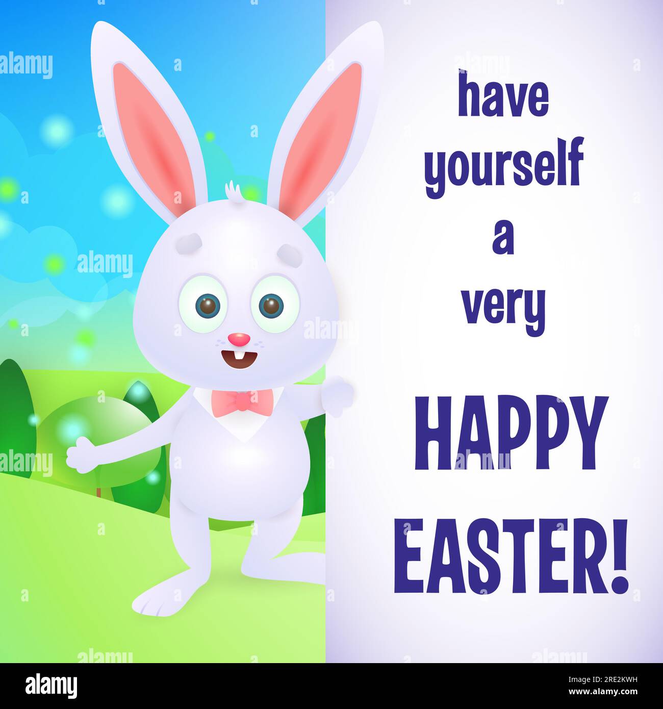 Have Yourself Very Happy Easter lettering with bunny Stock Vector