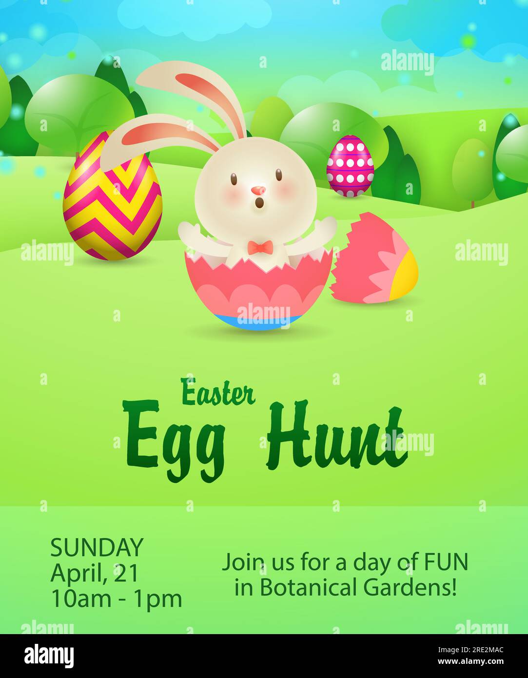 Egg Hunt lettering with rabbit in egg shell Stock Vector Image & Art ...