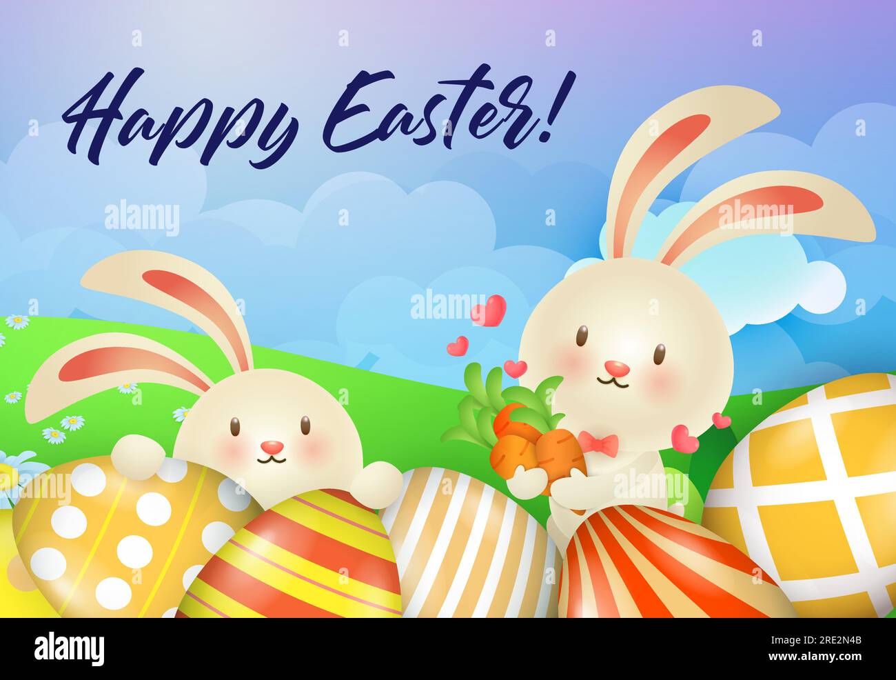Happy easter rabbits lettering Stock Vector Images - Alamy