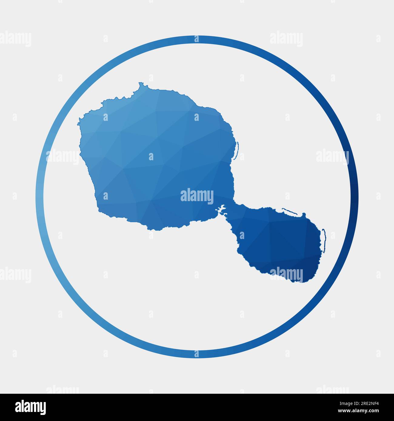 Tahiti icon. Polygonal map of the island in gradient ring. Round low ...