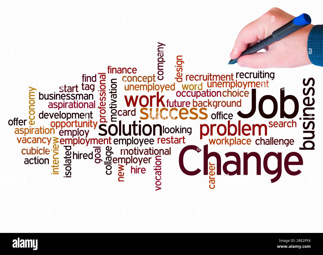 Word Cloud with JOB CHANGE concept create with text only. Stock Photo