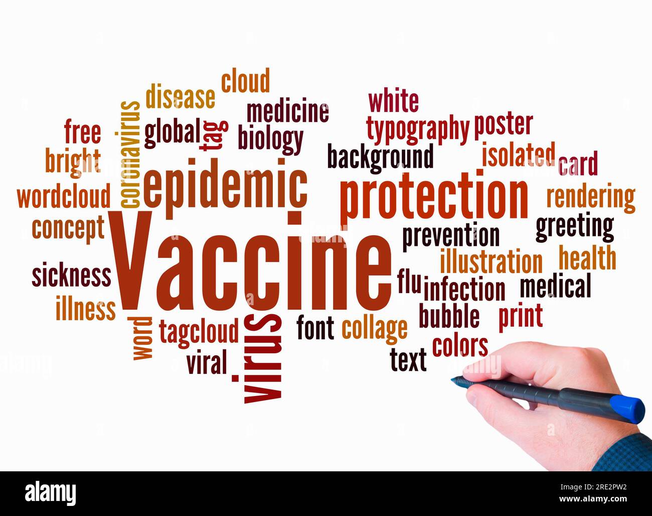 Word Cloud with VACCINE concept create with text only. Stock Photo