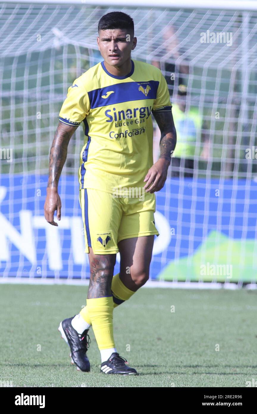 Mezzano, Italy. 23rd July, 2023. Bruno Amione of Hellas Verona FC during  Hellas Verona vs Virtus Verona, 3Â° frendly match pre season Serie A Tim  2023-24, at stadio Intercomunale di Mezzano (TN),