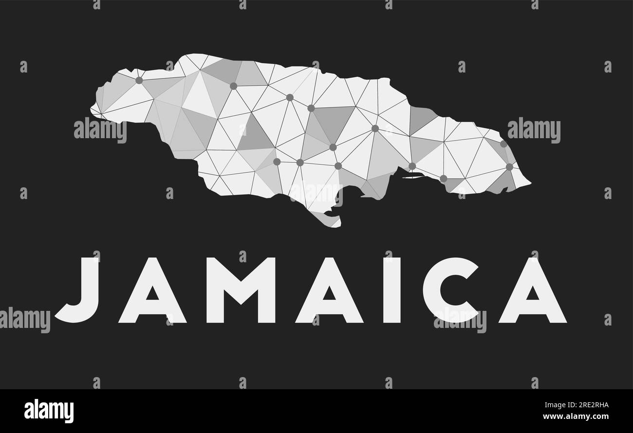 Jamaica communication network map of country. Jamaica trendy geometric design on dark