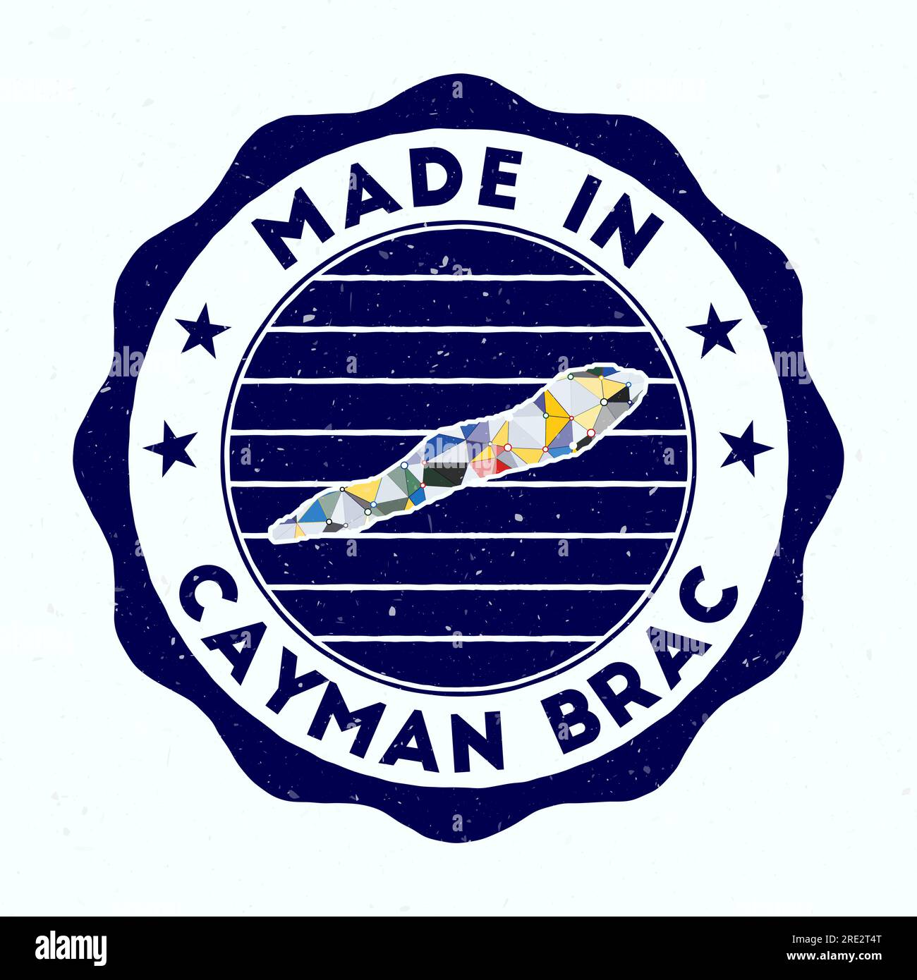 Made In Cayman Brac. island round stamp. Seal of Cayman Brac with