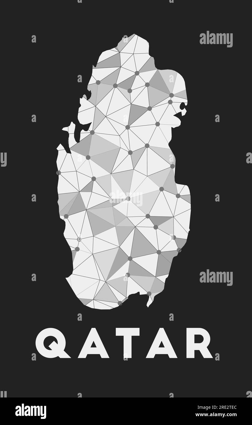 Qatar communication network map of country. Qatar trendy geometric