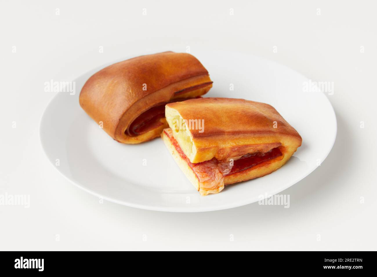 Lanche misto traditional portuguese sandwich with cheese and chorizo