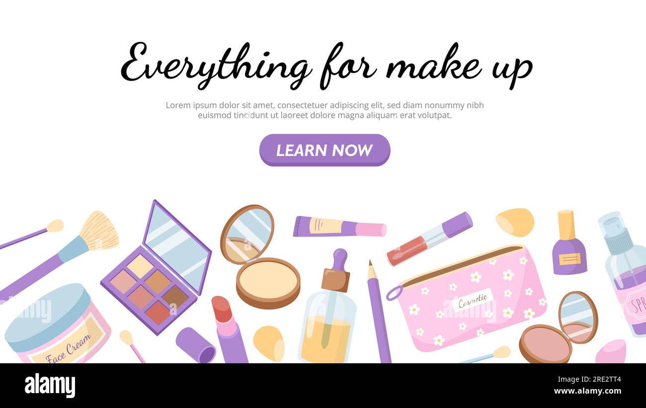Everything for make up vector banner Stock Vector