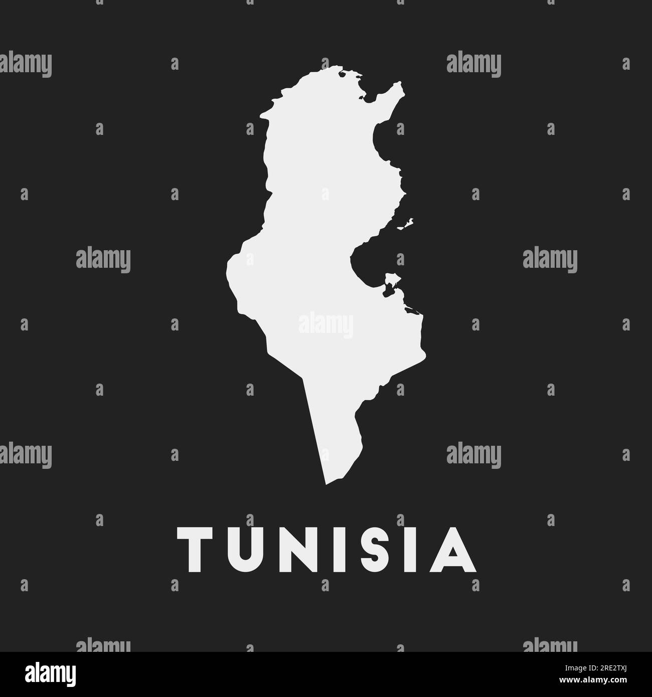 Tunisia icon. Country map on dark background. Stylish Tunisia map with country name. Vector illustration. Stock Vector