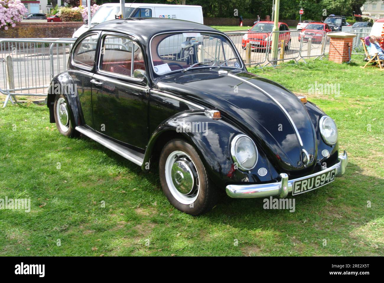A classic 1965 Volkswagen 1300 car parked up on display at the Riviera classic car show, Paignton, Devon, England. Stock Photo