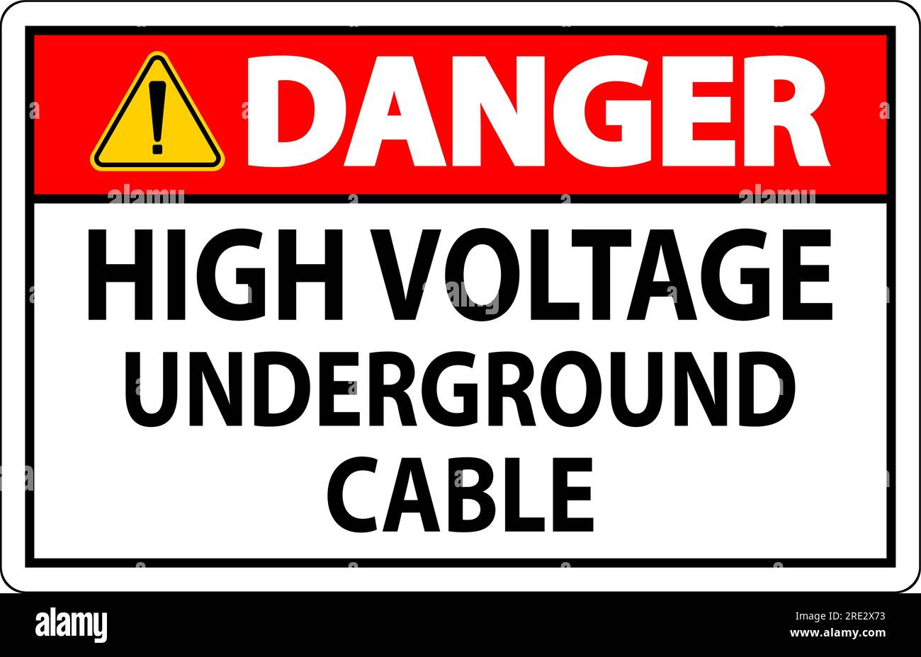 Danger Sign High Voltage Underground Cable Stock Vector