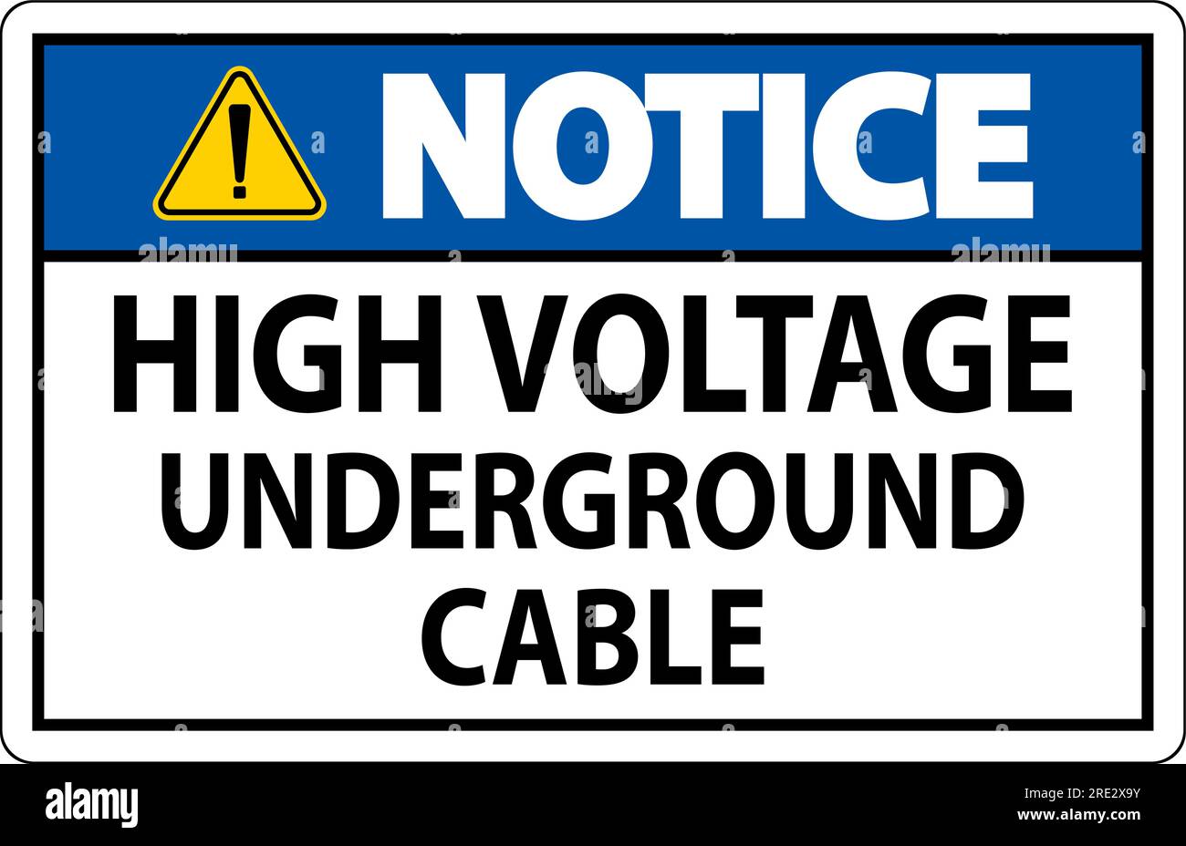 Notice Sign High Voltage Underground Cable Stock Vector
