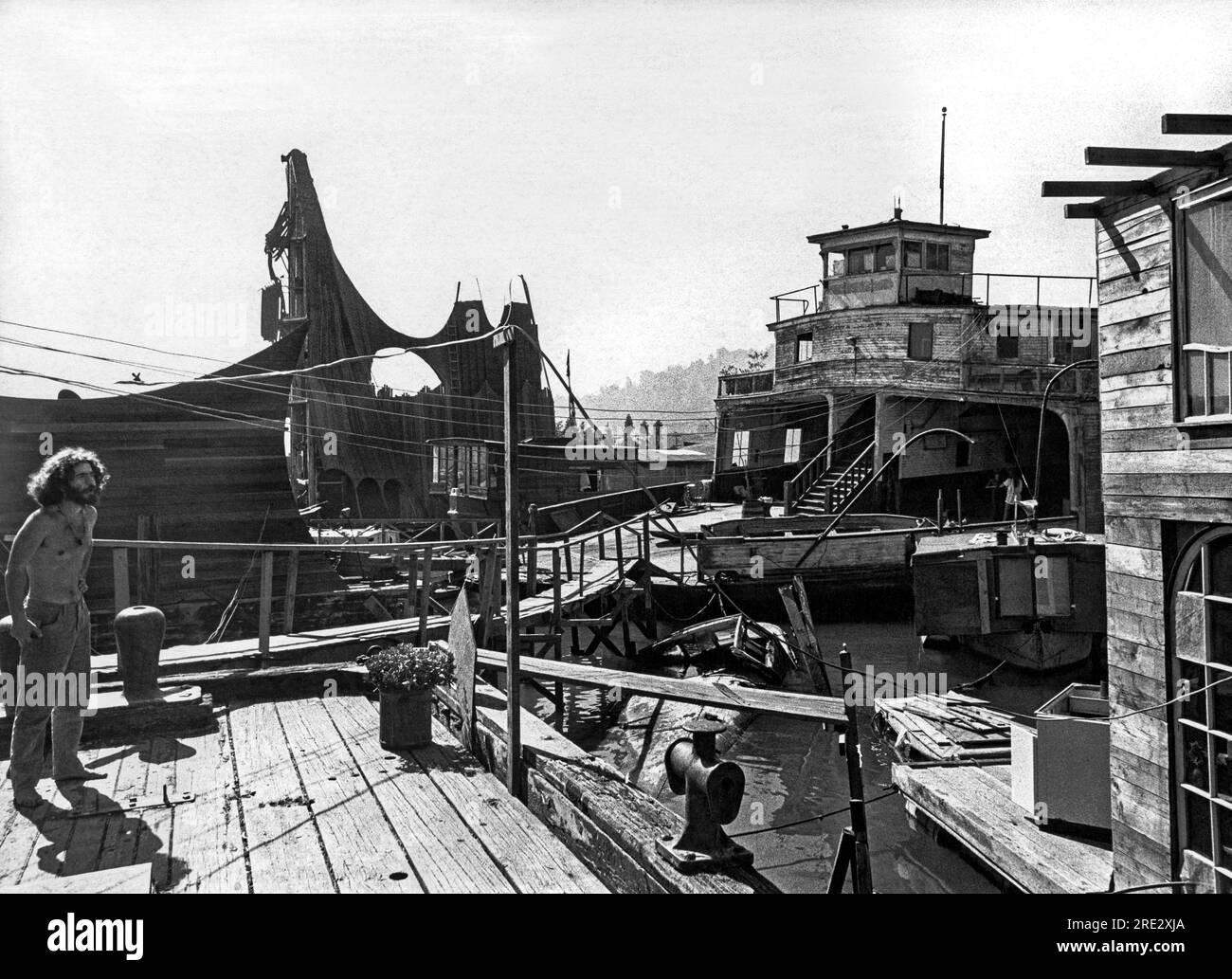 Sausalito, California 1969. A view of part of the houseboat community
