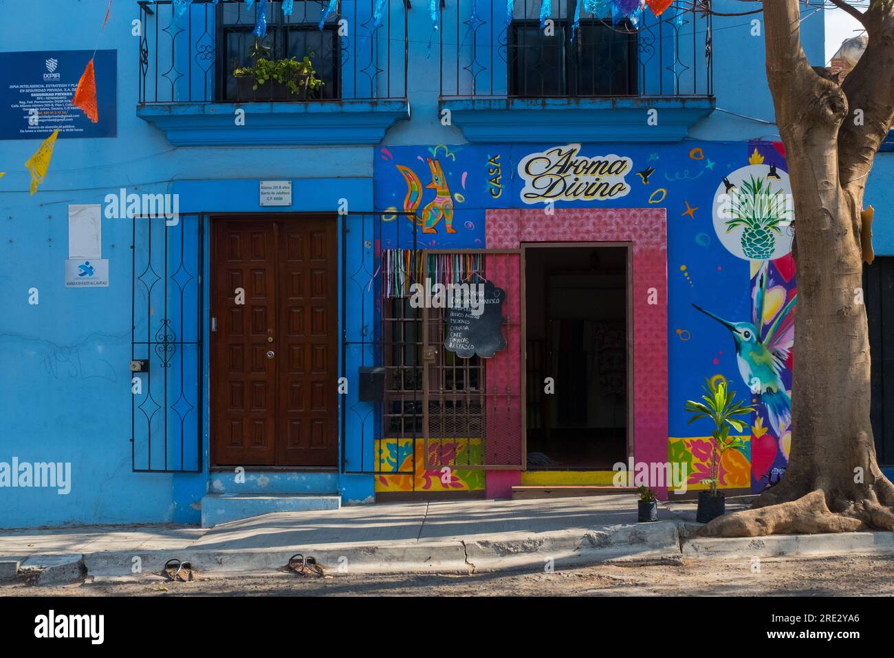 The cute Neighbourhood of Jalatlaco, Oaxaca city, Mexico Stock Photo
