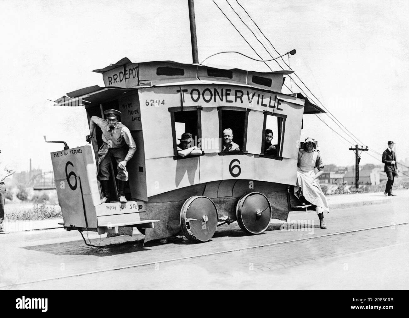 United States:  c.  1925 A working model of the famous 'Toonerville Trolley', which was conceived of by the Louisville newspaper cartoonist Fontaine Fox. Stock Photo