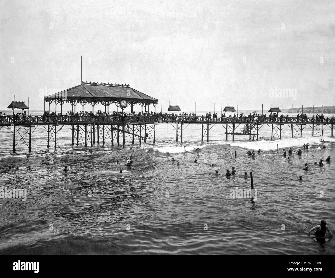 Lima, Peru:  c. 1920 The Barranco district pier and bathing resort in Lima. Stock Photo