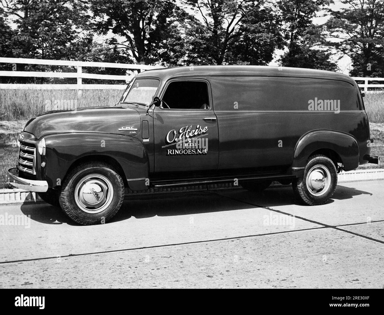 Ringoes, New Jersey   c. 1950 A GMC 250 panel truck. Stock Photo