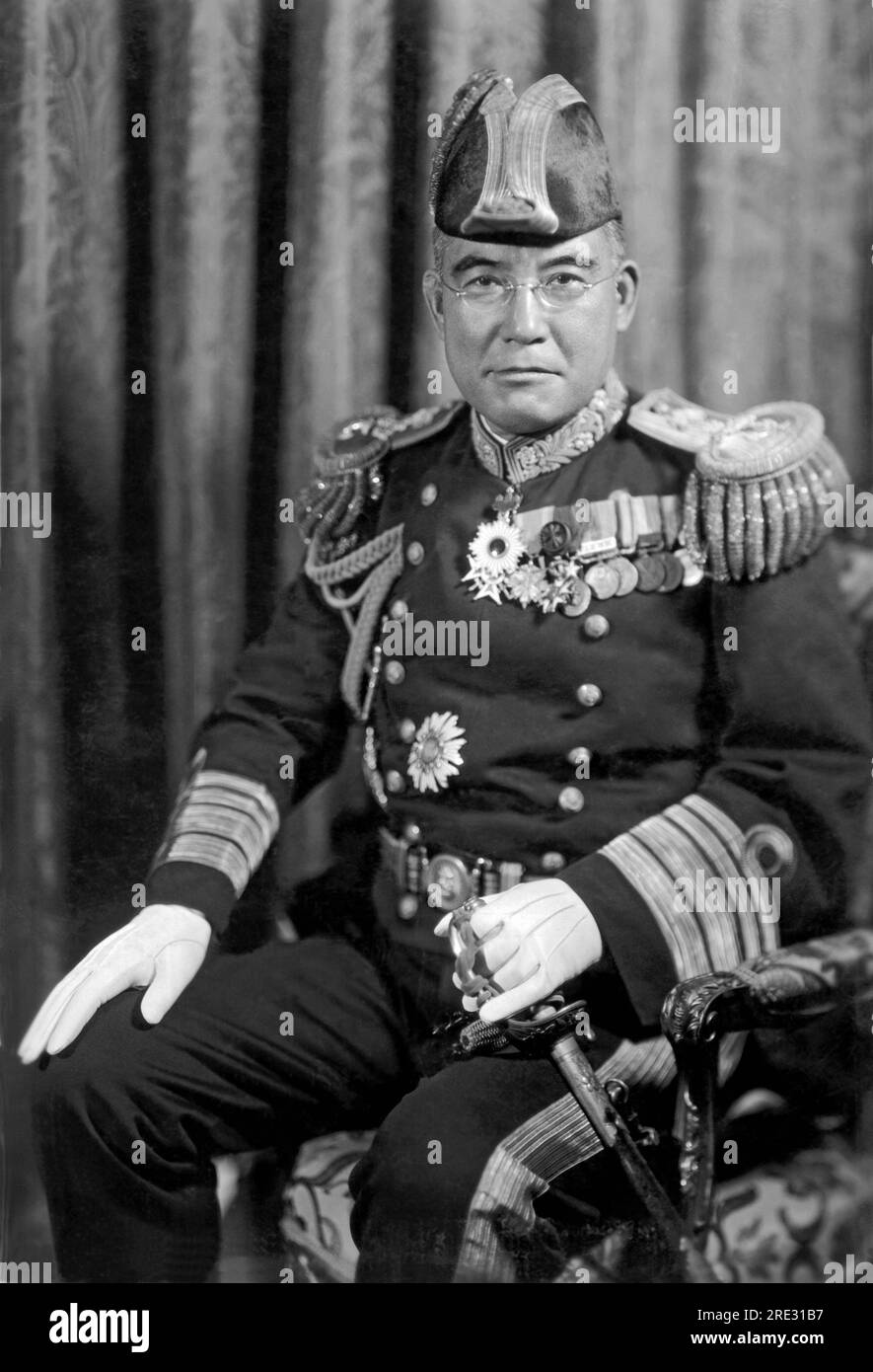 Washington, D.C.:  September 27, 1929. A portrait of Vice Admiral Kichisaburi Nomura, Commander of the Japanese training ships which are visiting the U.S. on a round the world cruise. The Admiral and his staff joined President Hoover at a luncheon today in the White House.. Stock Photo