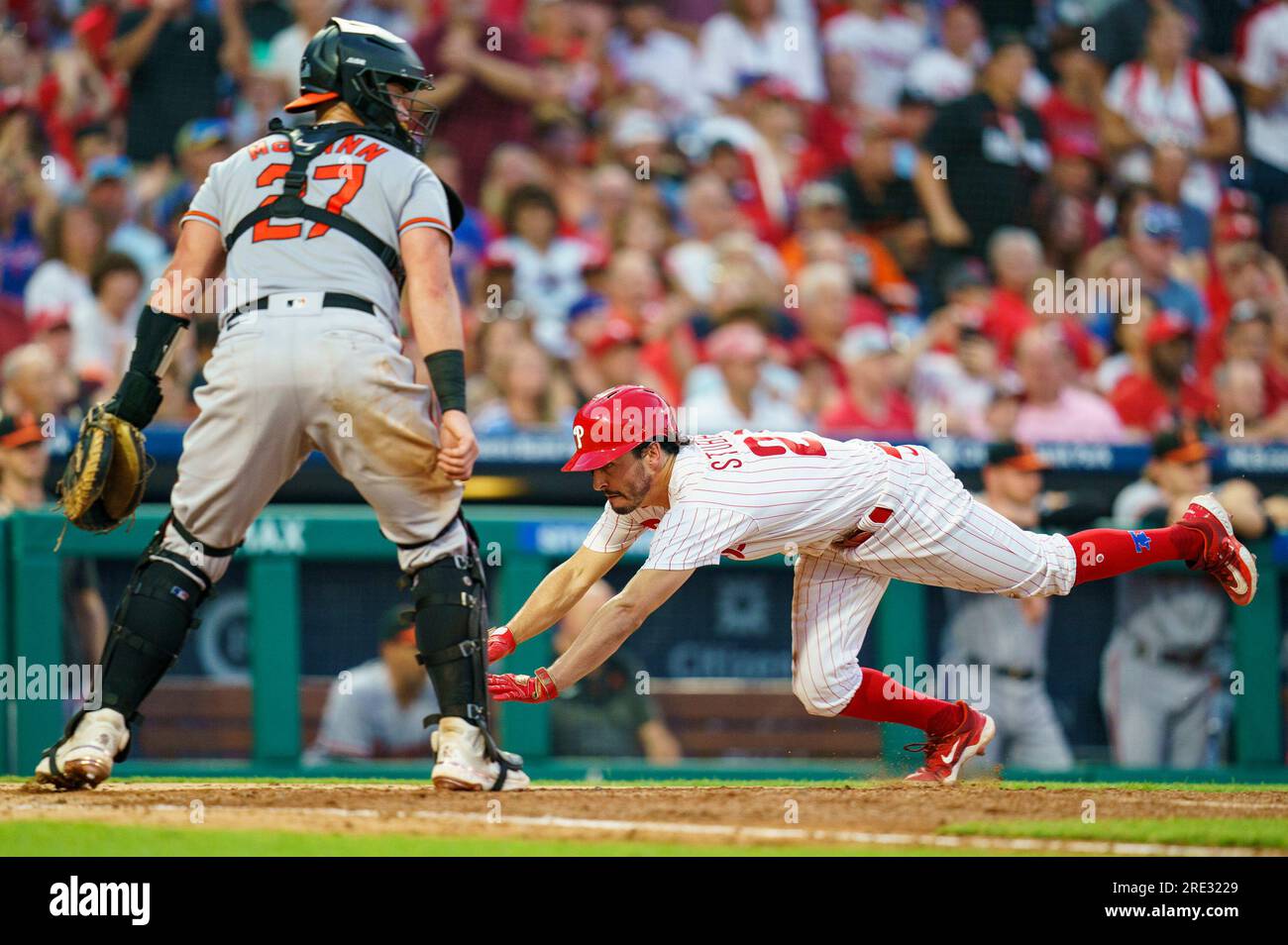 Philadelphia Phillies' Edmundo Sosa reacts after a home run during a  baseball game, Wednesday, Sept. 27, 2023, in Philadelphia. (AP Photo/Matt  Slocum Stock Photo - Alamy