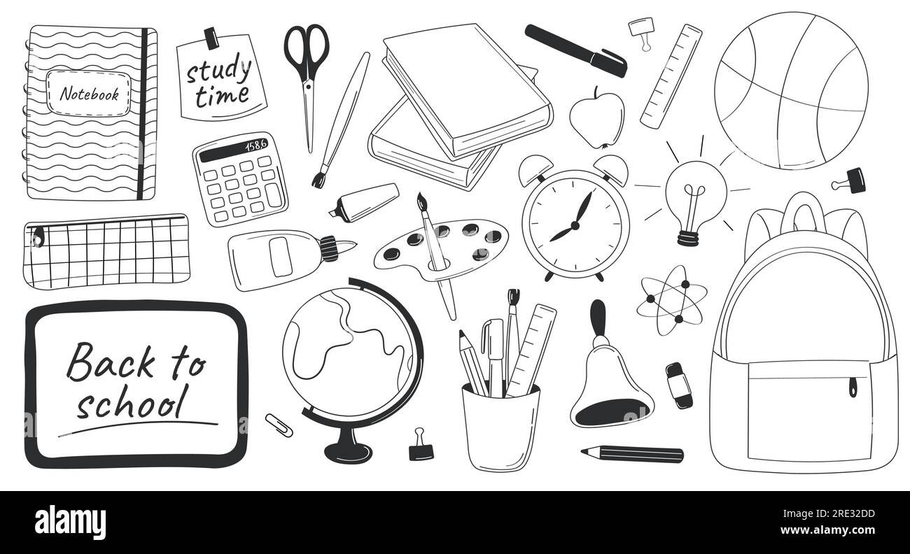 Outline back to school elements set vector Stock Vector Image & Art - Alamy