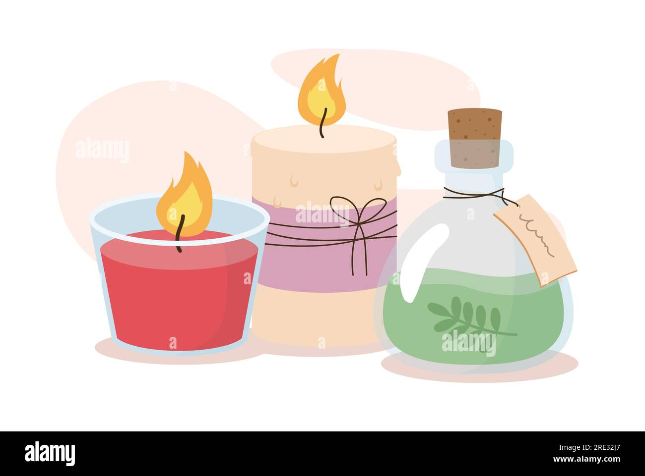 Bottle and candles for SPA vector concept Stock Vector