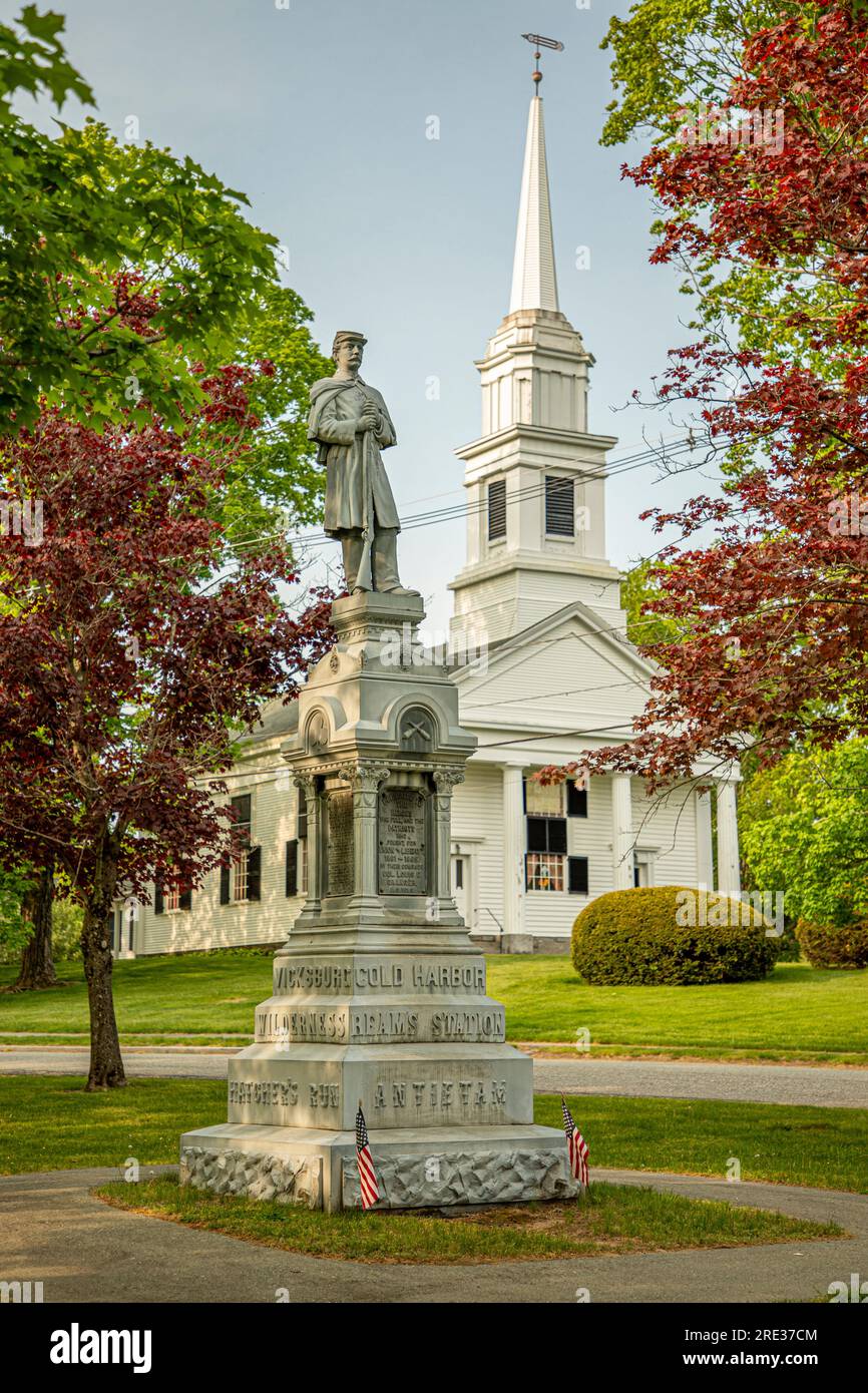 Civil War monument on the Hardwick, MA Town Common Stock Photo