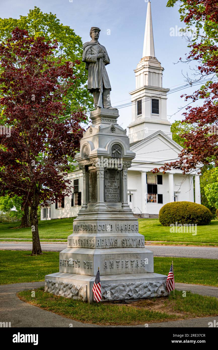 Civil War monument on the Hardwick, MA Town Common Stock Photo