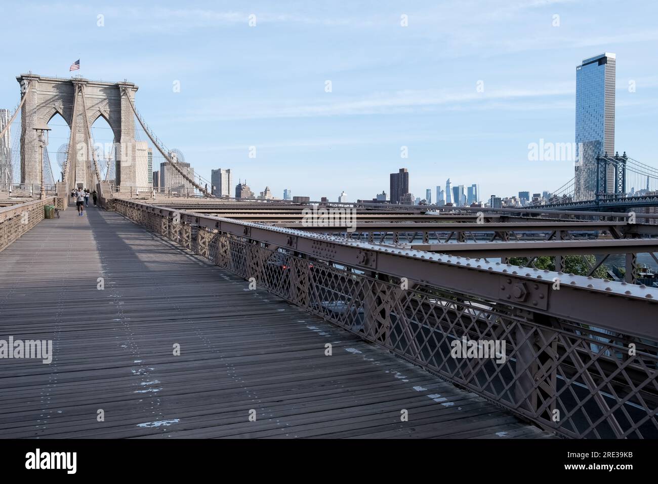 Architectural detail of the Brooklyn Bridge, a hybrid cablestayed