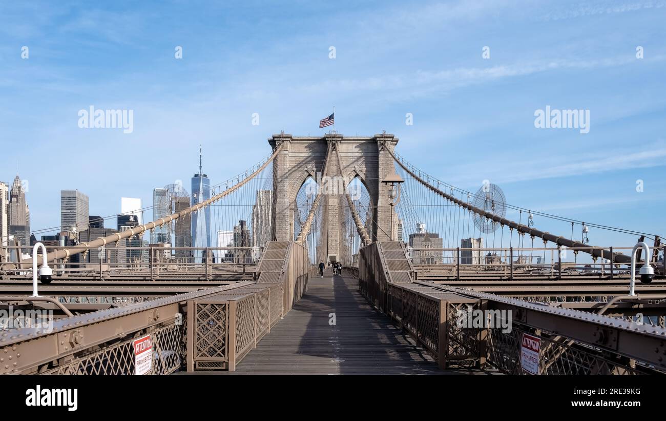 Architectural detail of the Brooklyn Bridge, a hybrid cablestayed