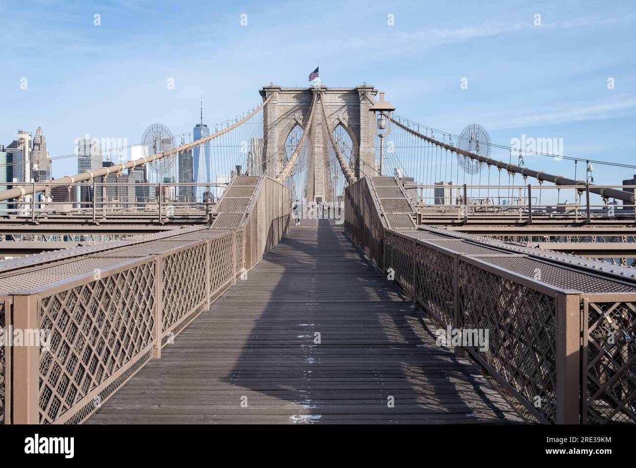 Architectural detail of the Brooklyn Bridge, a hybrid cablestayed