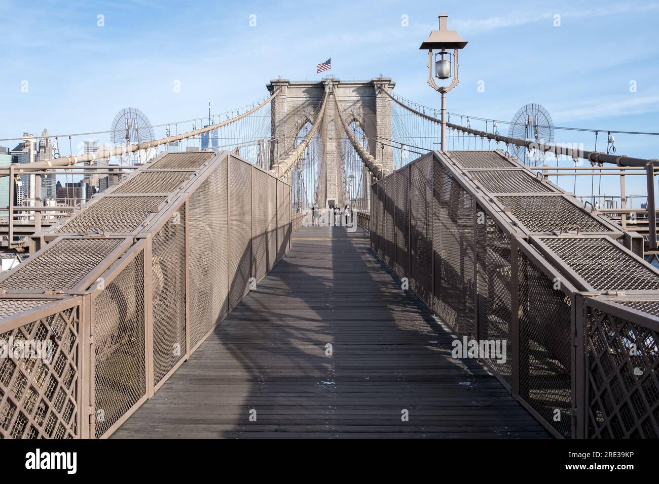 Architectural detail of the Brooklyn Bridge, a hybrid cablestayed