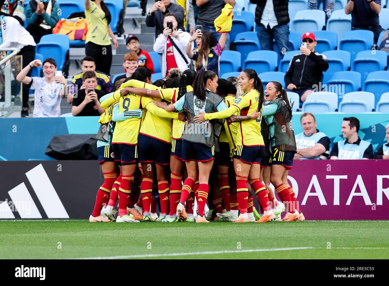 Sydney, Australia, 25 July, 2023. Colombia celebrate the opening goal during the Women's World Cup football match between Colombia and South Korea at Allianz Stadium on July 25, 2023 in Sydney, Australia. Credit: Damian Briggs/Speed Media/Alamy Live News Stock Photo