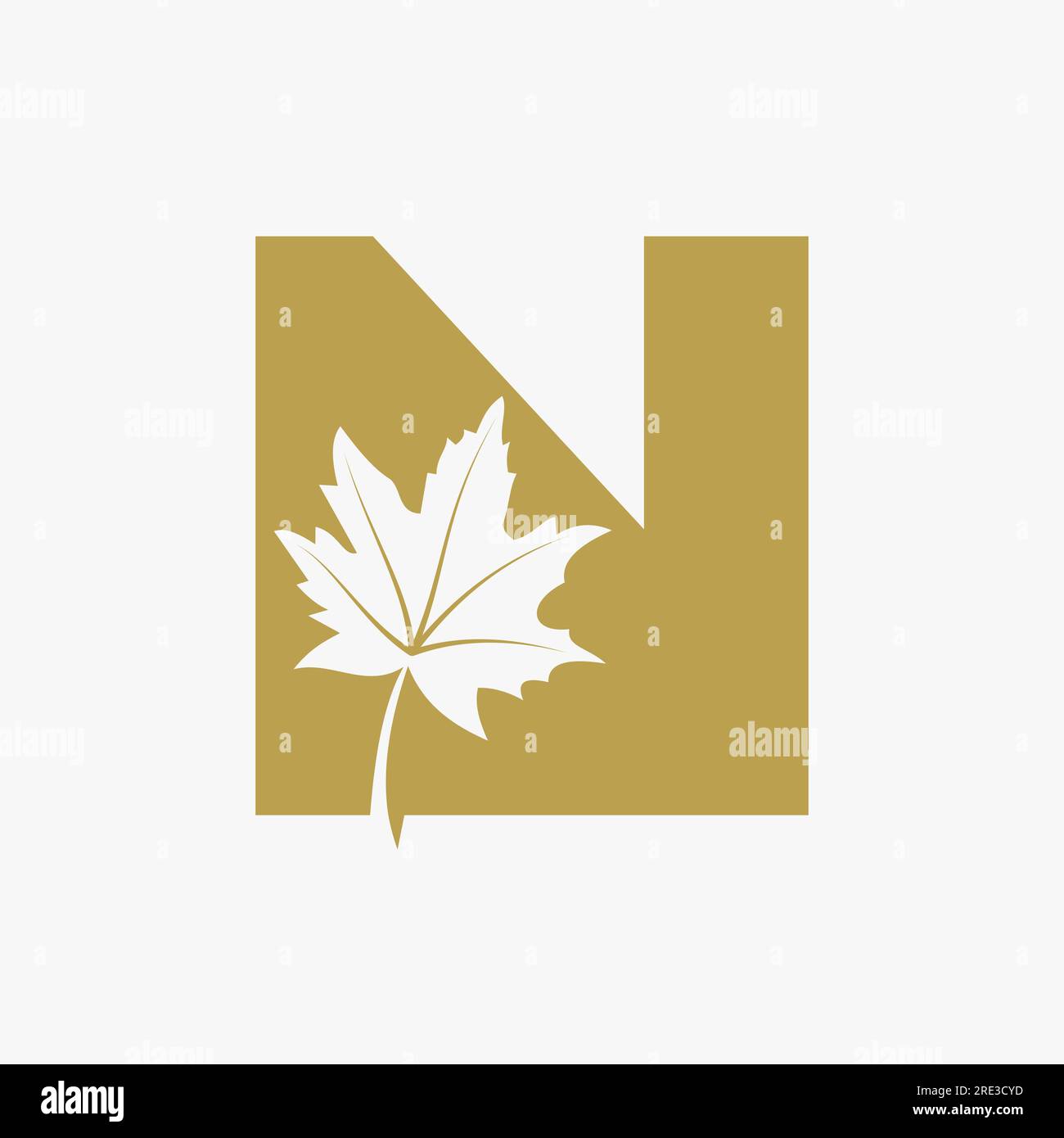 Letter N Maple Leaf Elegant Logo. Maple Leaf Logotype Vector Template Stock Vector