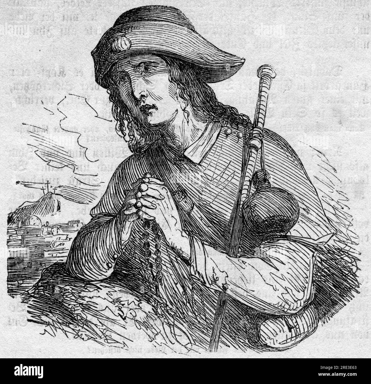 Willebold of Berkheim, + 1230, German pilgrim and Saint, wood engraving, 19th century, ARTIST'S COPYRIGHT HAS NOT TO BE CLEARED Stock Photo