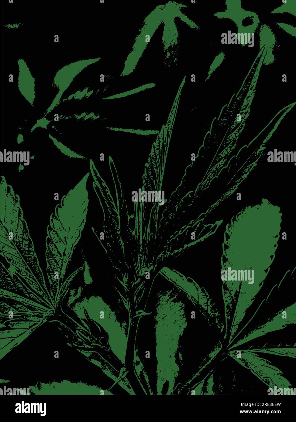 Cannabis leaves on black Stock Vector