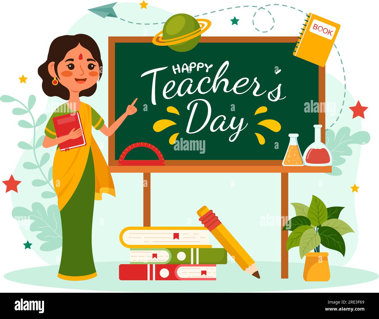 Happy Teacher day in India Vector Illustration with the Teachers Wear