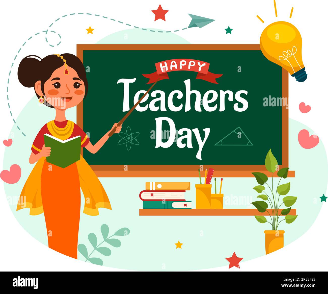 Happy Teacher day in India Vector Illustration with the Teachers Wear