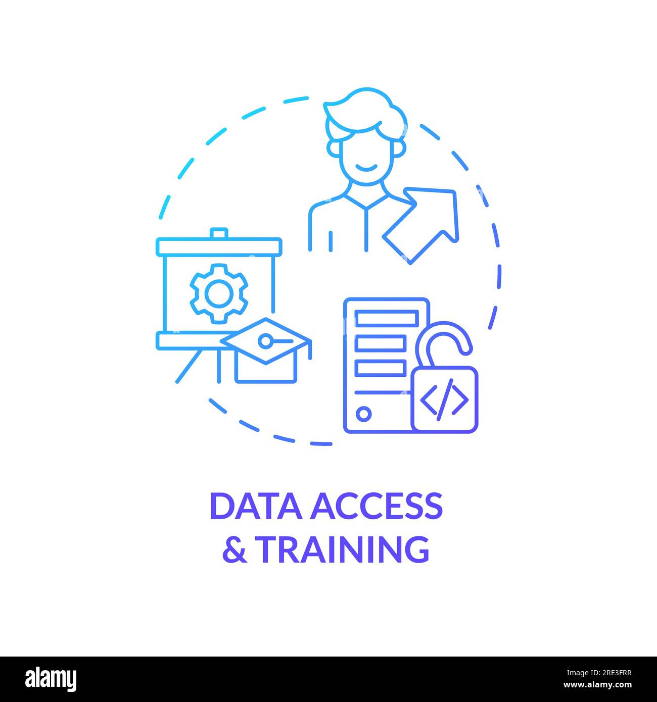 2D data access and training concept linear icon Stock Vector Image ...