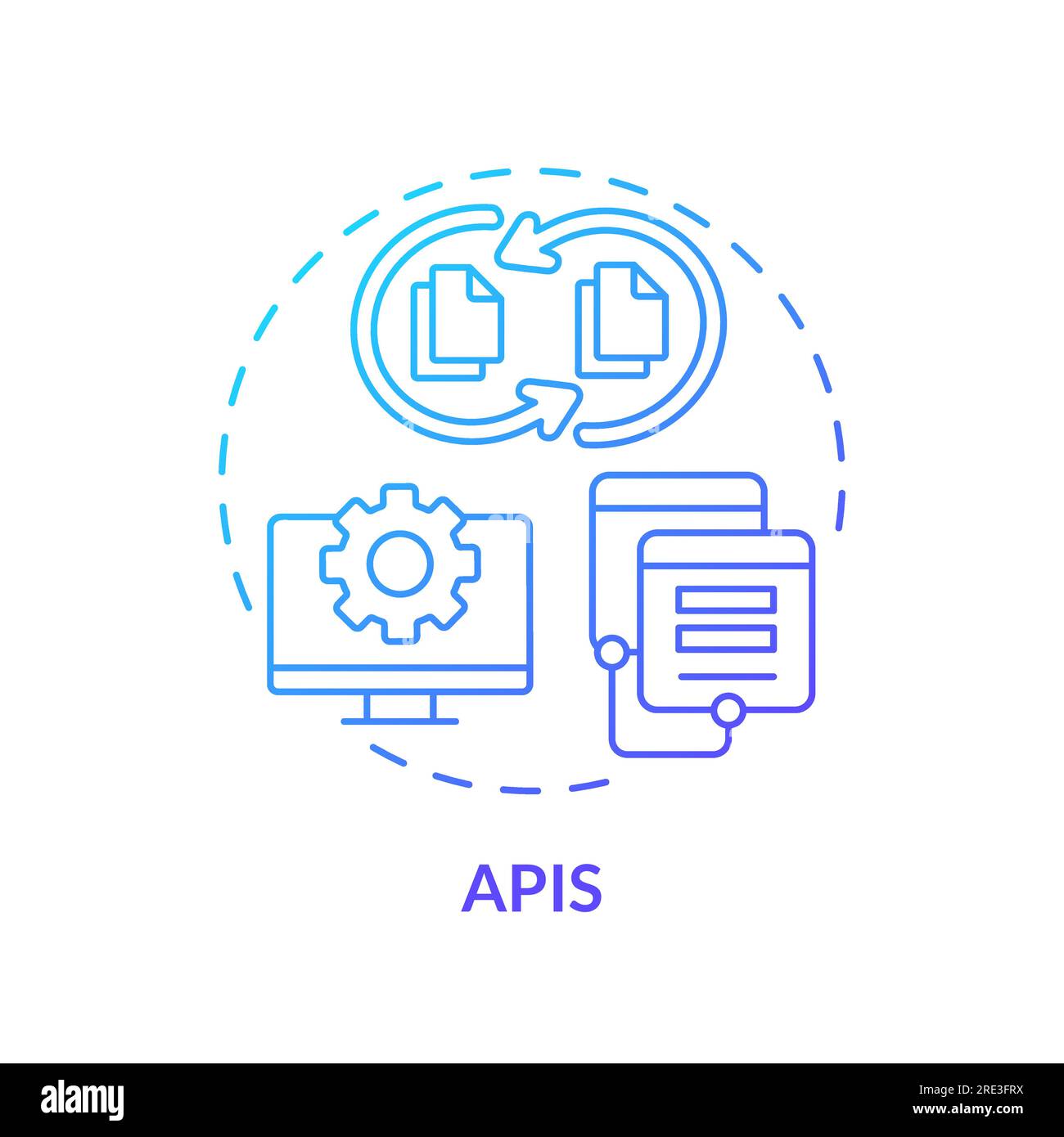 2D APIs concept linear icon Stock Vector
