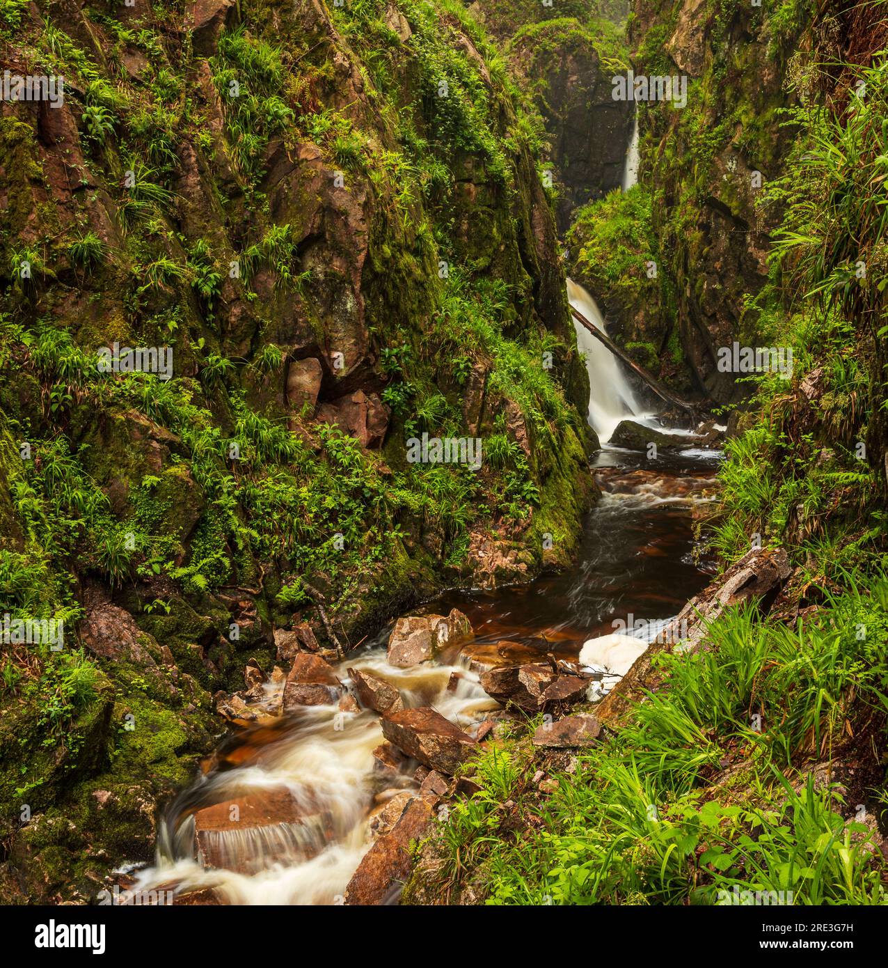 Stanley Ghyll waterfall Eskdale lake district Cumbria north east England UK Stock Photo
