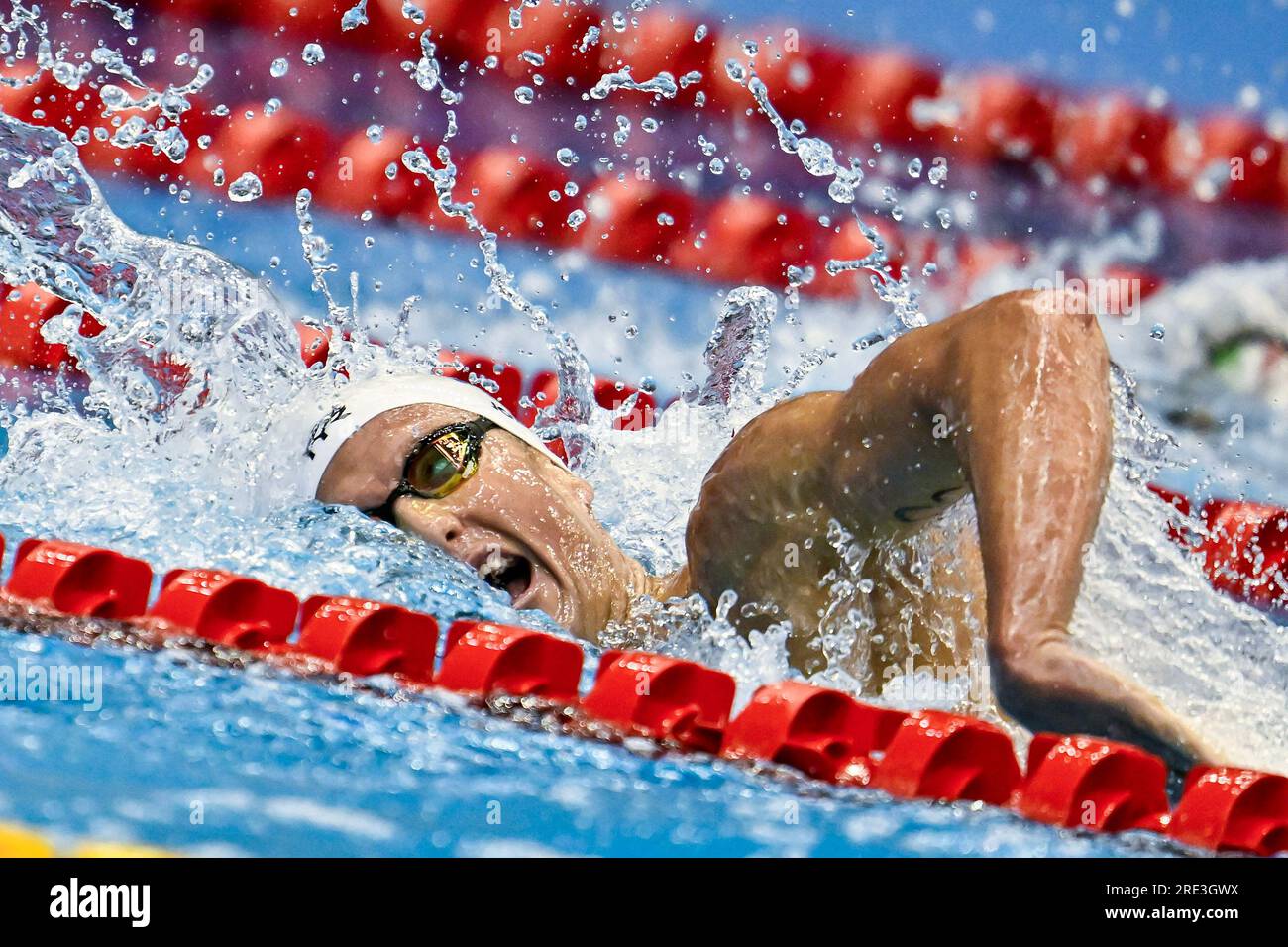 Fukuoka, Japan. 25th July, 2023. Damien Joly of France competes in the Men's Freestyle 1500m Heats during the 20th World Aquatics Championships at the Marine Messe Hall A in Fukuoka (Japan), July 25th, 2023. Credit: Insidefoto di andrea staccioli/Alamy Live News Stock Photo