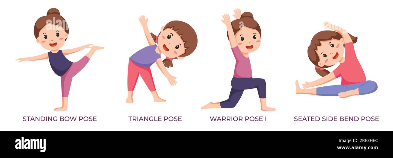 Illustration of women doing yoga pose exercises Stock Vector