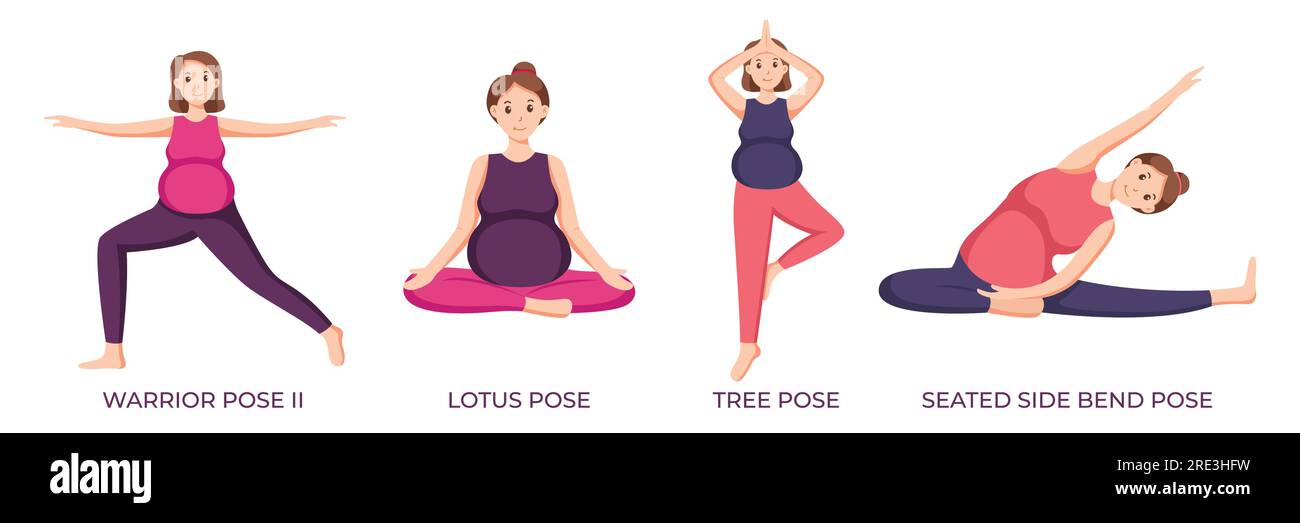 Illustration of men and women doing yoga pose exercises Stock Vector